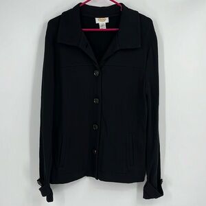 Vintage Talbots Black Lightweight Button Up Jacket Pima Cotton Modal Large